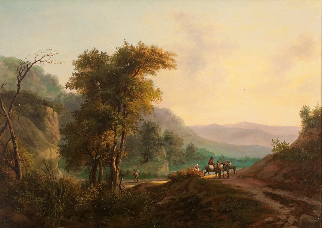 Julius Schoppe - Travellers on a Country Path