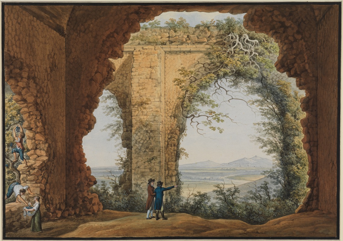 Abraham-Louis-Rodolphe Ducros - Blick aus der Villa des Maecenas auf Monte Cavo und Rocca di Papa