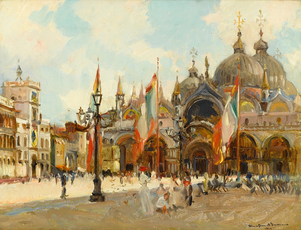 Oliver Dennett Grover - A view of Piazza San Marco, Venice