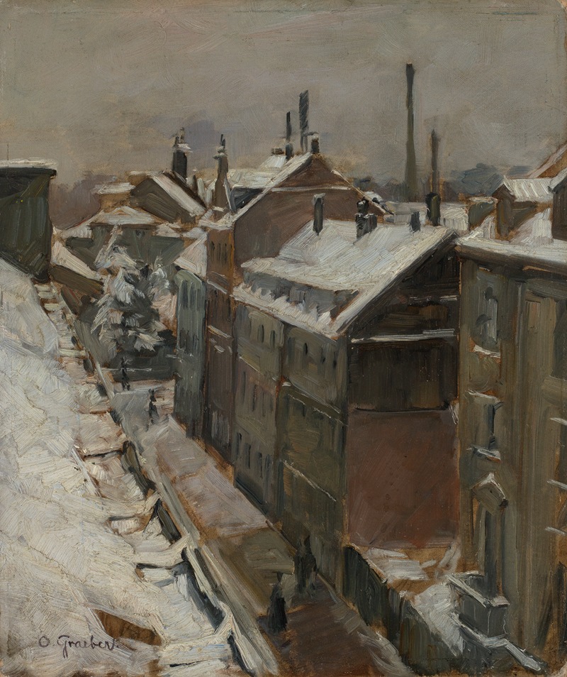 Otto Graeber - Blick aus dem Atelier des Künstlers auf die Augustastraße in Karlsruhe