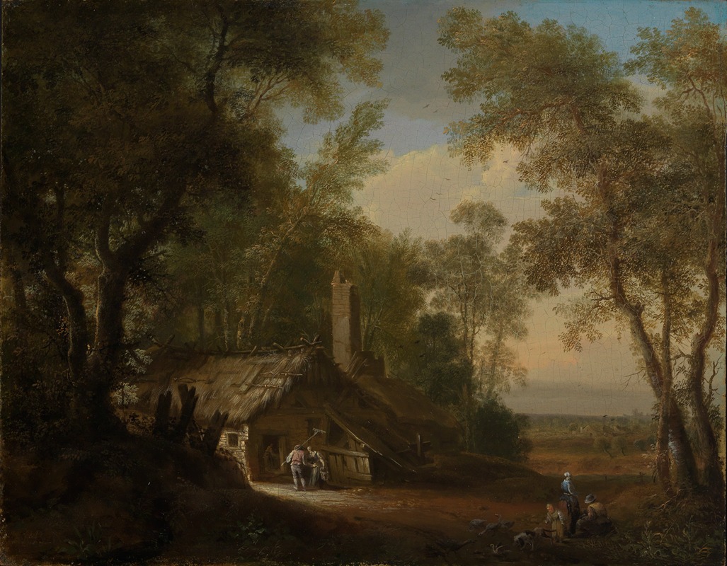Philipp Hieronymus Brinckmann - Bauernhaus zwischen Bäumen im Mittagslichtca 1743-1745