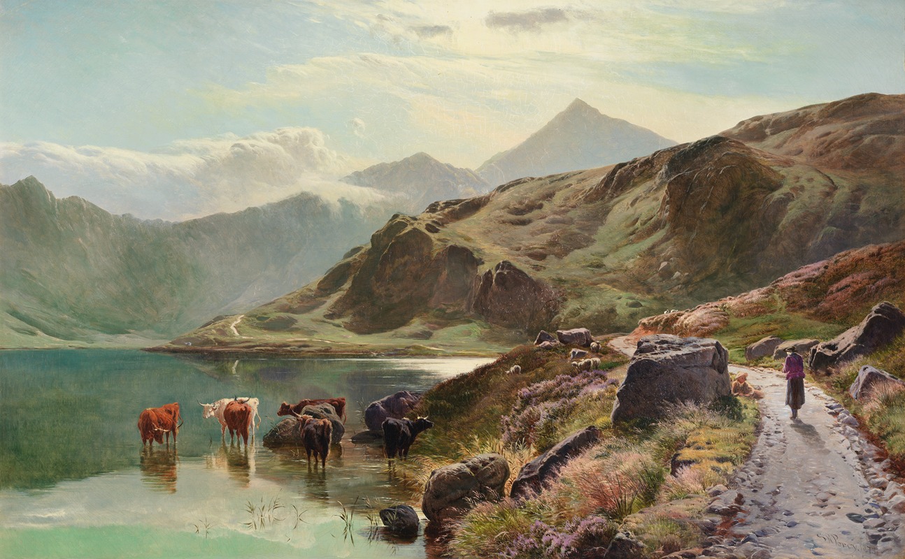 Sidney Richard Percy - Cattle watering near Snowdonia