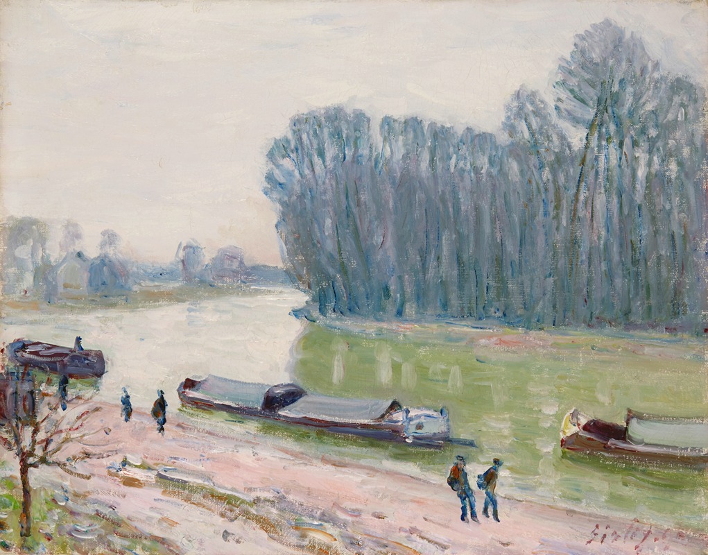 Alfred Sisley - Péniches sur le Loing