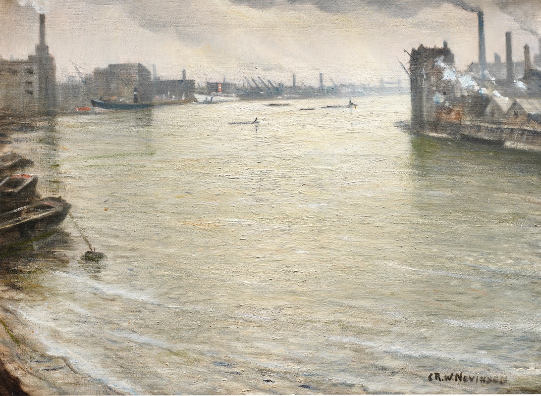 Christopher Richard Wynne Nevinson - The Thames looking towards Tower Bridge