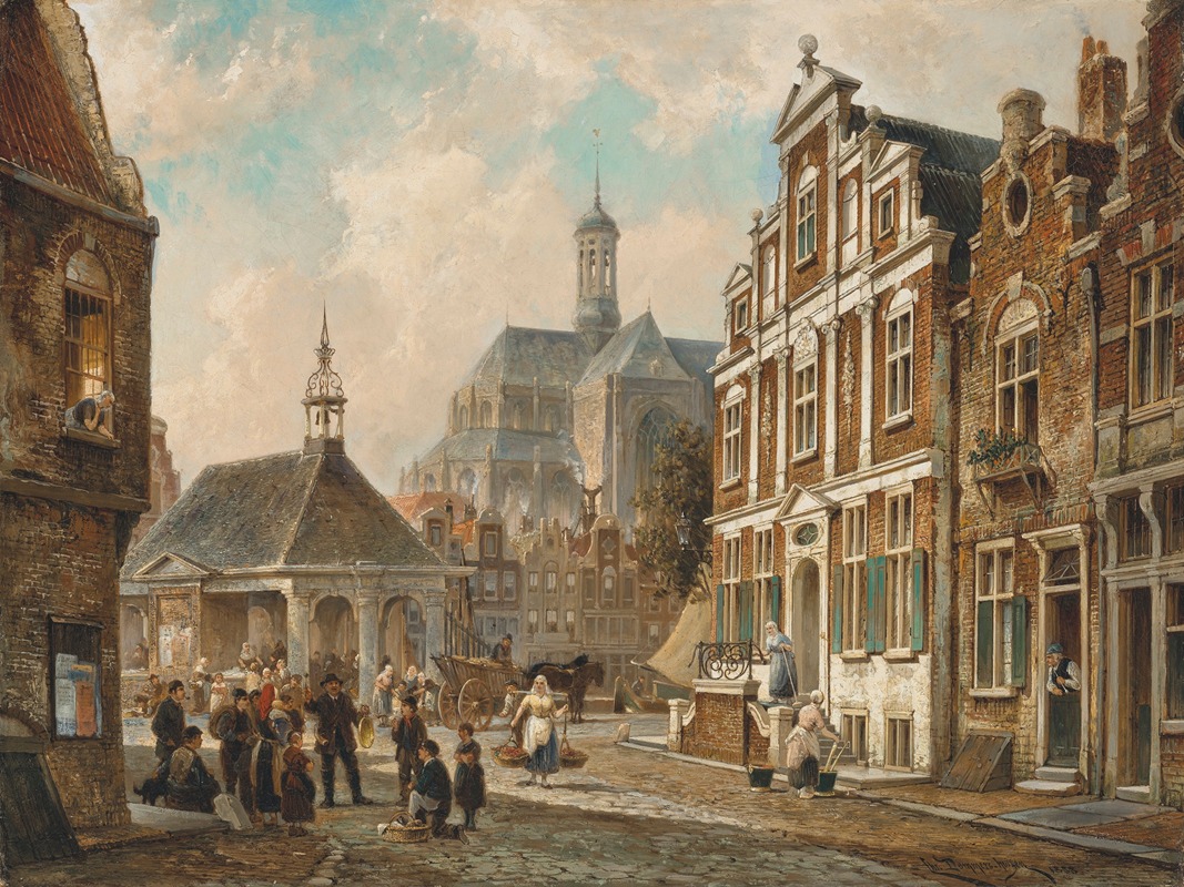 Cornelis Christiaan Dommelshuizen - The Fish market in Groningen