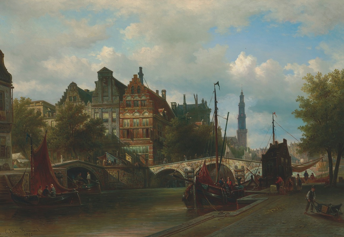 Elias Pieter van Bommel - View from the Nieuwengracht in Amsterdam