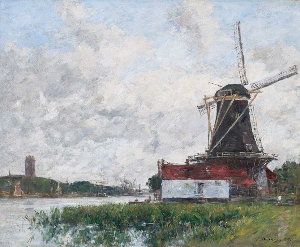 Eugène Boudin - Dordrecht, Moulin sur les bords de la Meuse