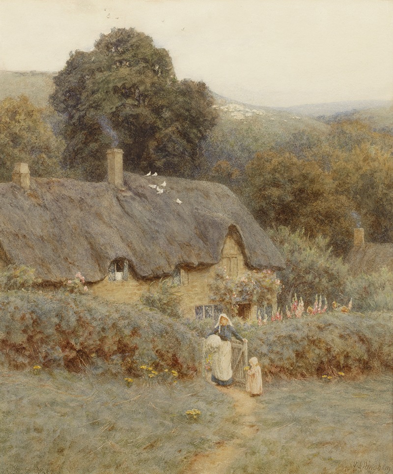 Helen Allingham - A Gloucestershire cottage under the Cotswold Hills