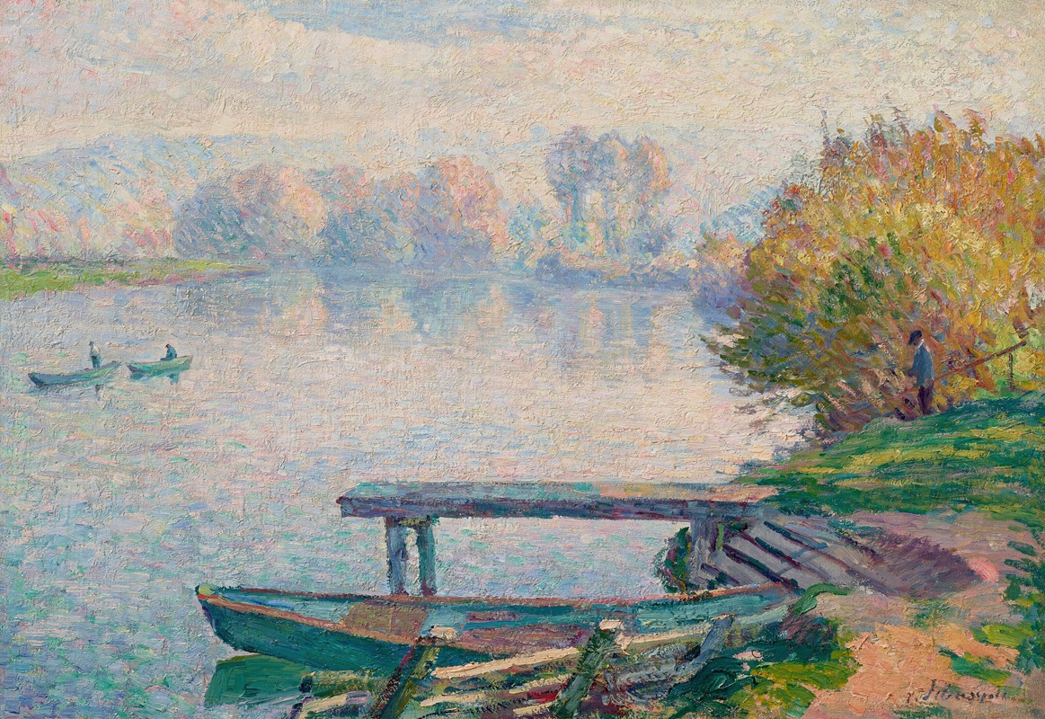 Henri Lebasque - L’étang de Saint-Pierre, pêcheur et barques