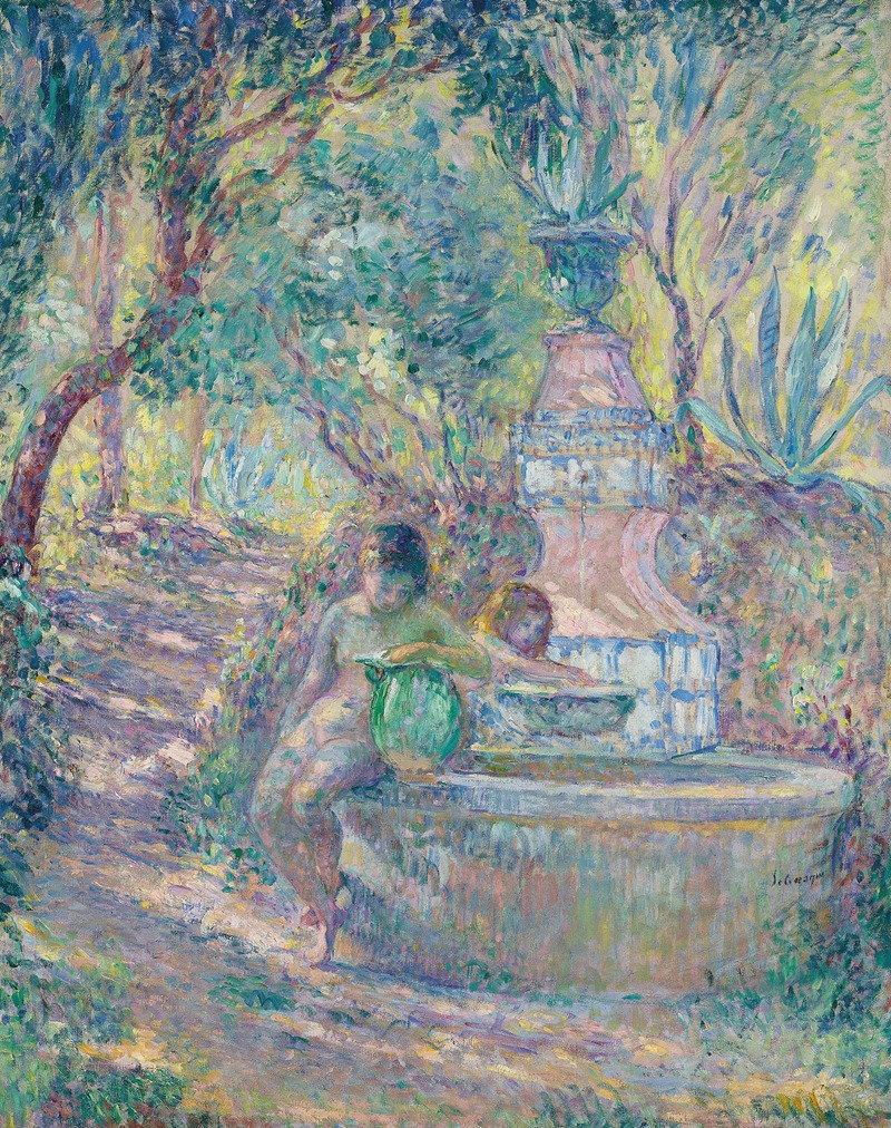 Henri Lebasque - Saint-Tropez, deux jeunes filles à la fontaine