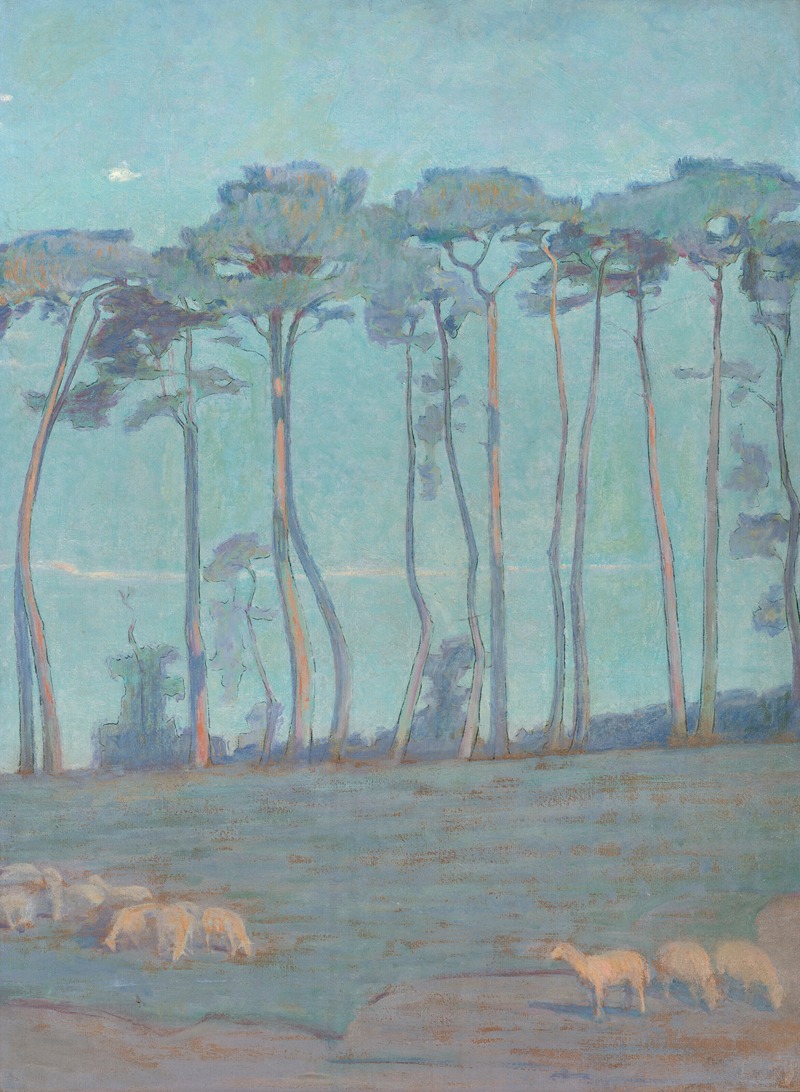 Henri Rivière - Paysage bleu aux moutons