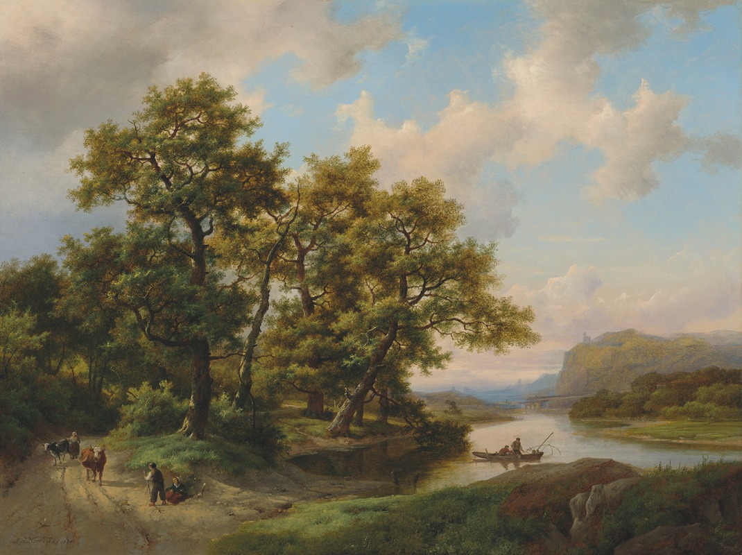 Marinus Adrianus Koekkoek - Boats on a lake – Summer landscape