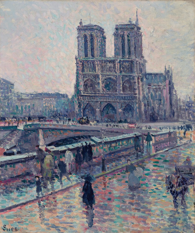 Maximilien Luce - Bords de la Seine avec Notre-Dame sous la pluie