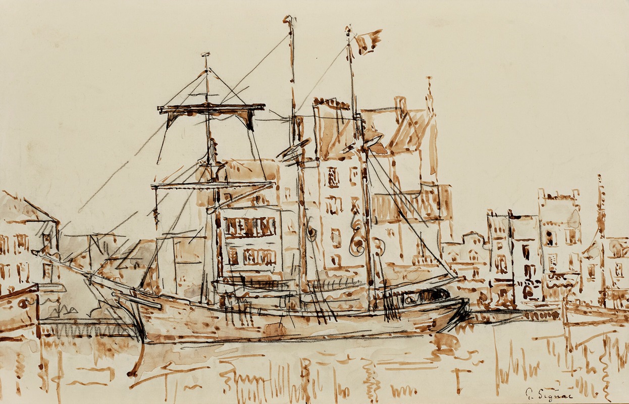 Paul Signac - Trois-mâts au port