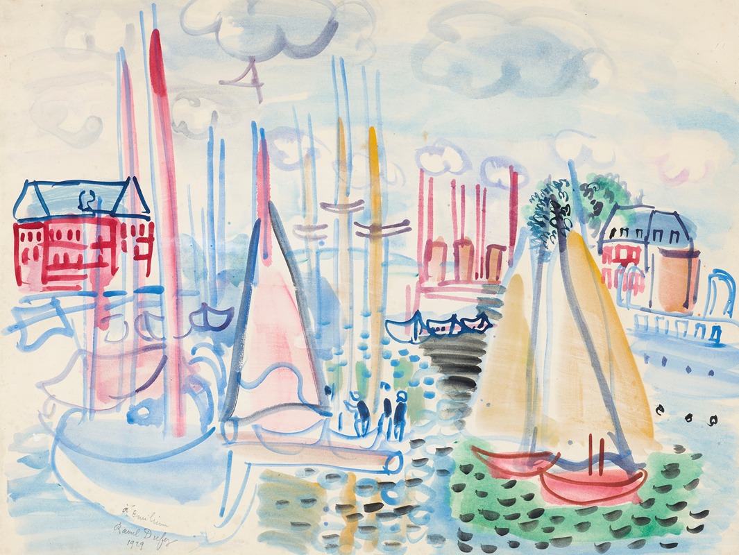 Raoul Dufy - Voiliers dans le port de Deauville