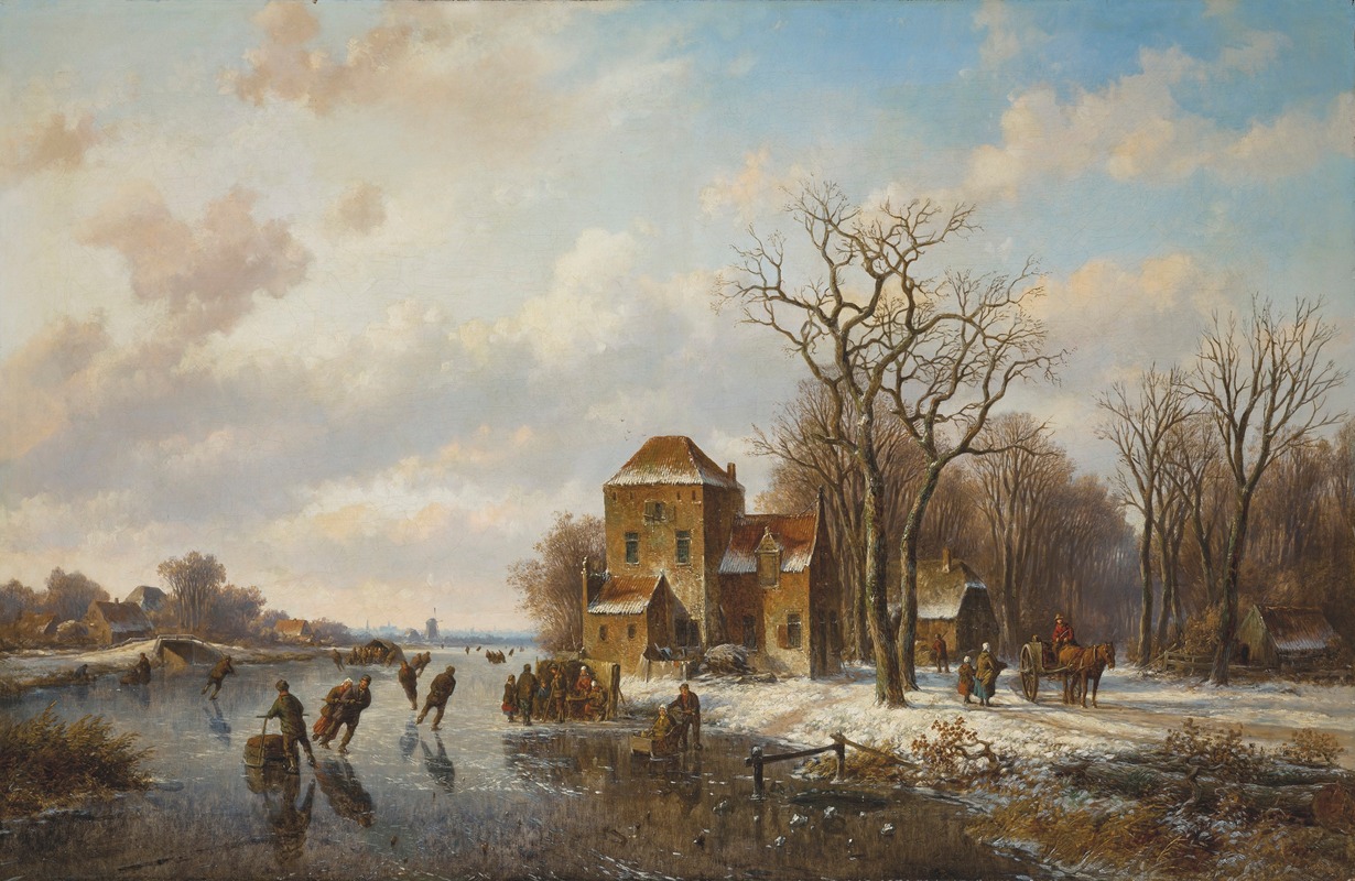 Willem Vester - Skaters on a frozen waterway