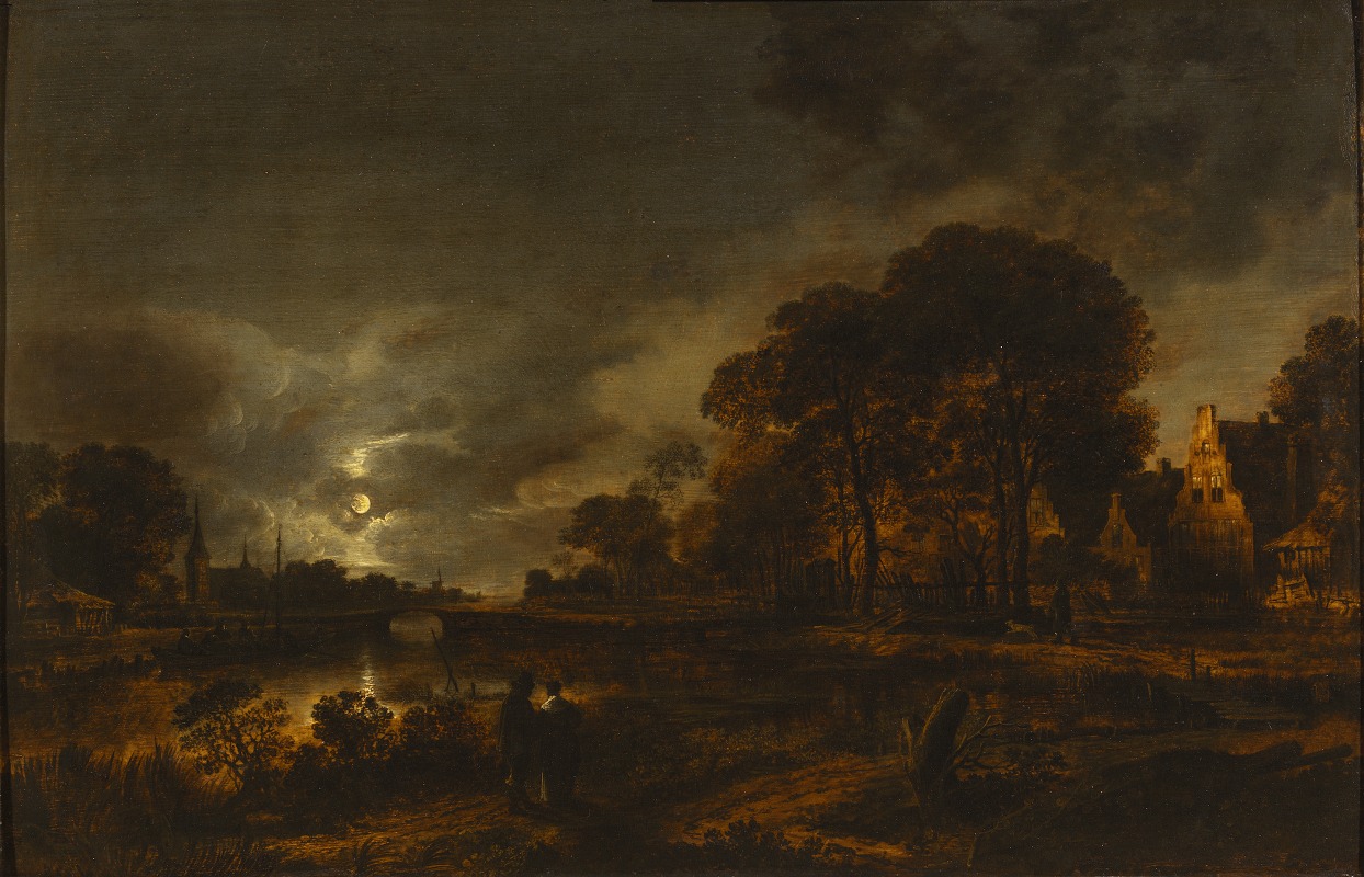 Aert van der Neer - Moonlight Landscape