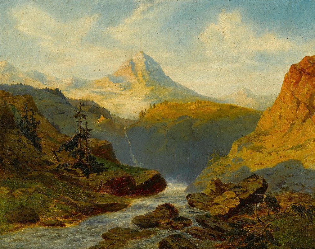 Alexandre Calame - A river in the Alps