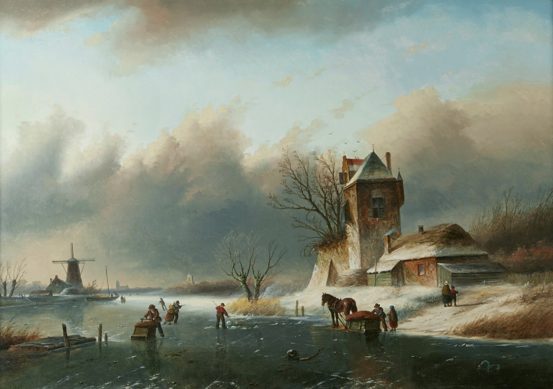 Jan Jacob Coenraad Spohler - Ice skaters on a canal
