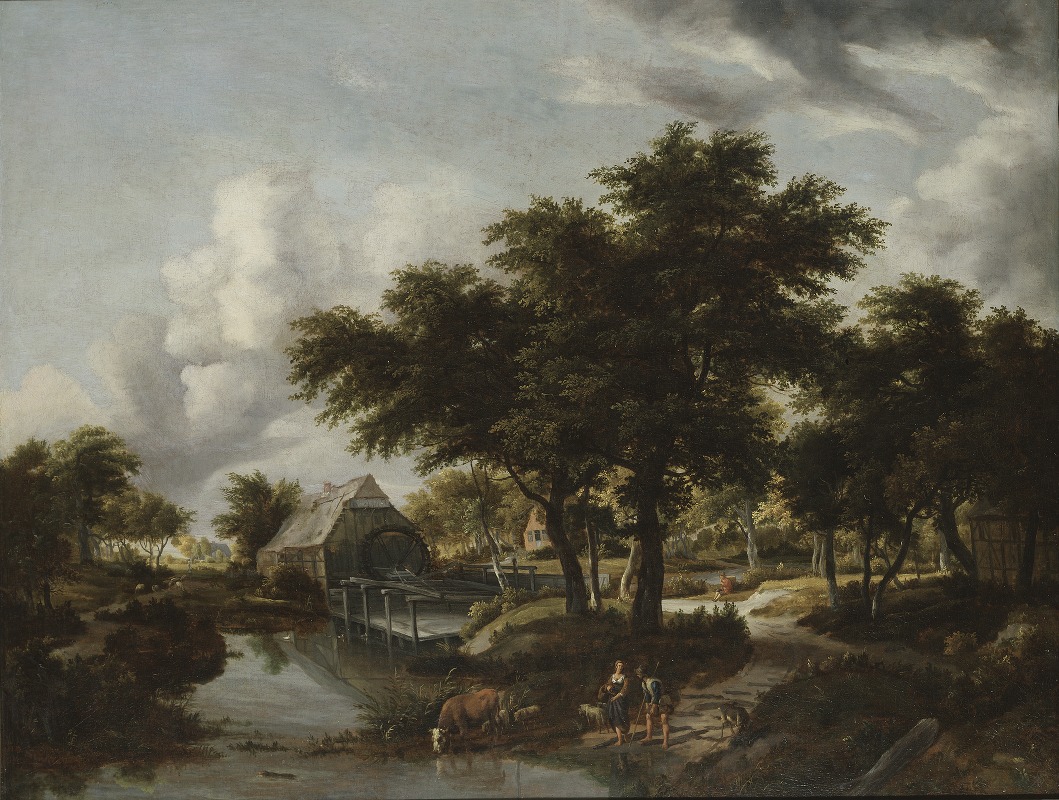 Meindert Hobbema - Wooded Landscape with a Watermill