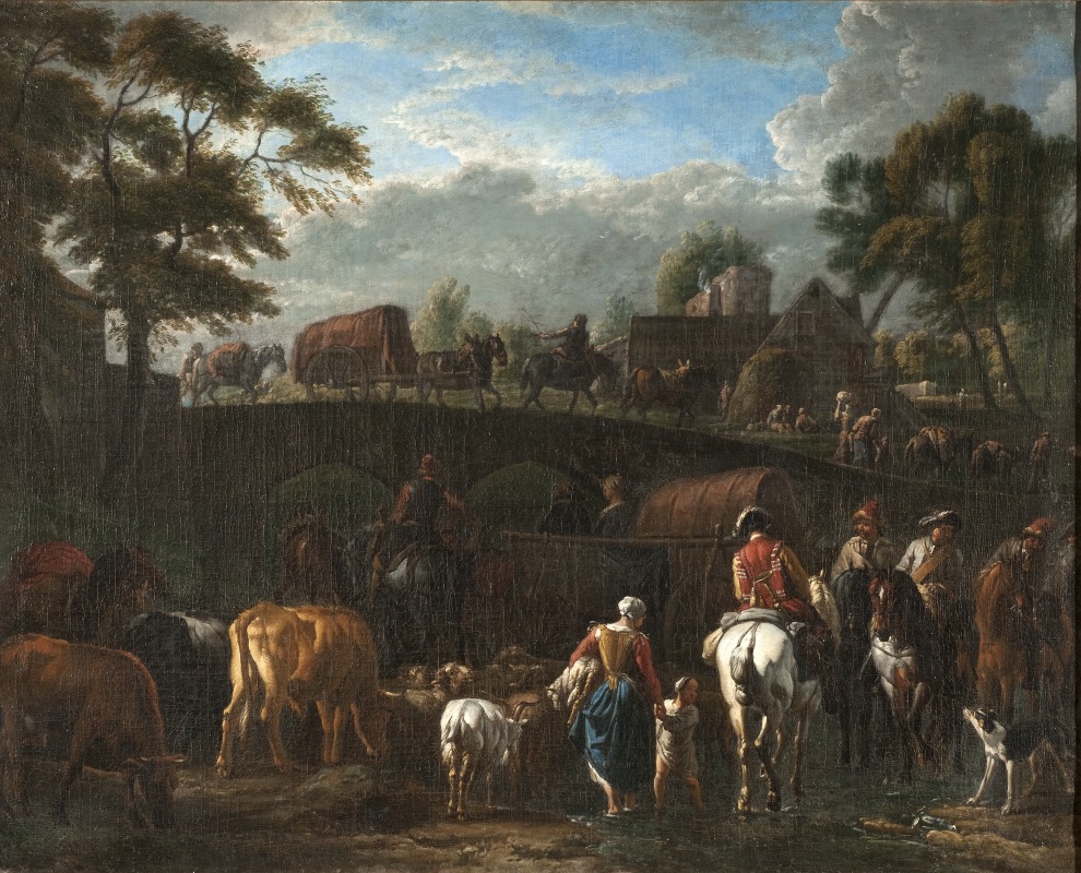 Pieter van Bloemen - Landscape with Peasants, Soldiers and Cattle