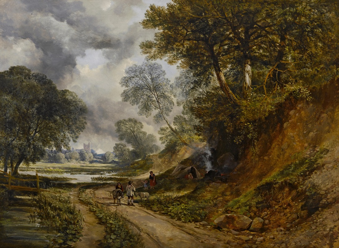 William West - Gypsies camping by a path