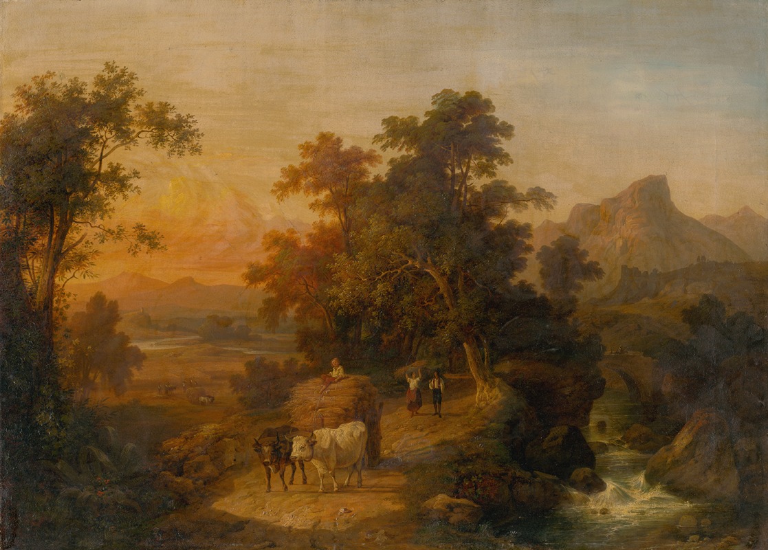 Domenico Bresolin - Landscape by the Sunset