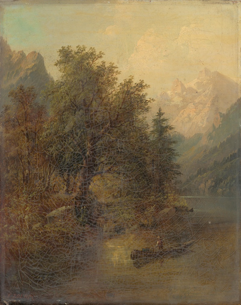 Eduard Boehm - Alpine Landscape with a Boat