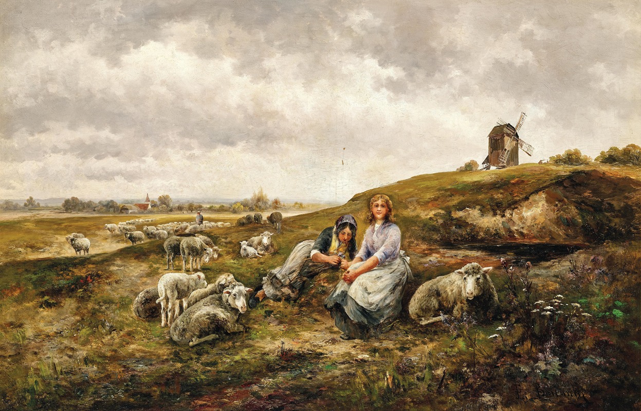 Emil Barbarini - Shepherdesses before the city gates