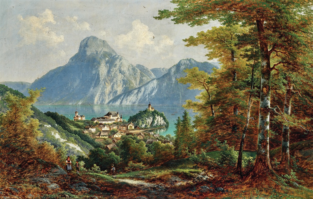 Ferdinand Lepie - A view of Traunstein and Traunkirchen