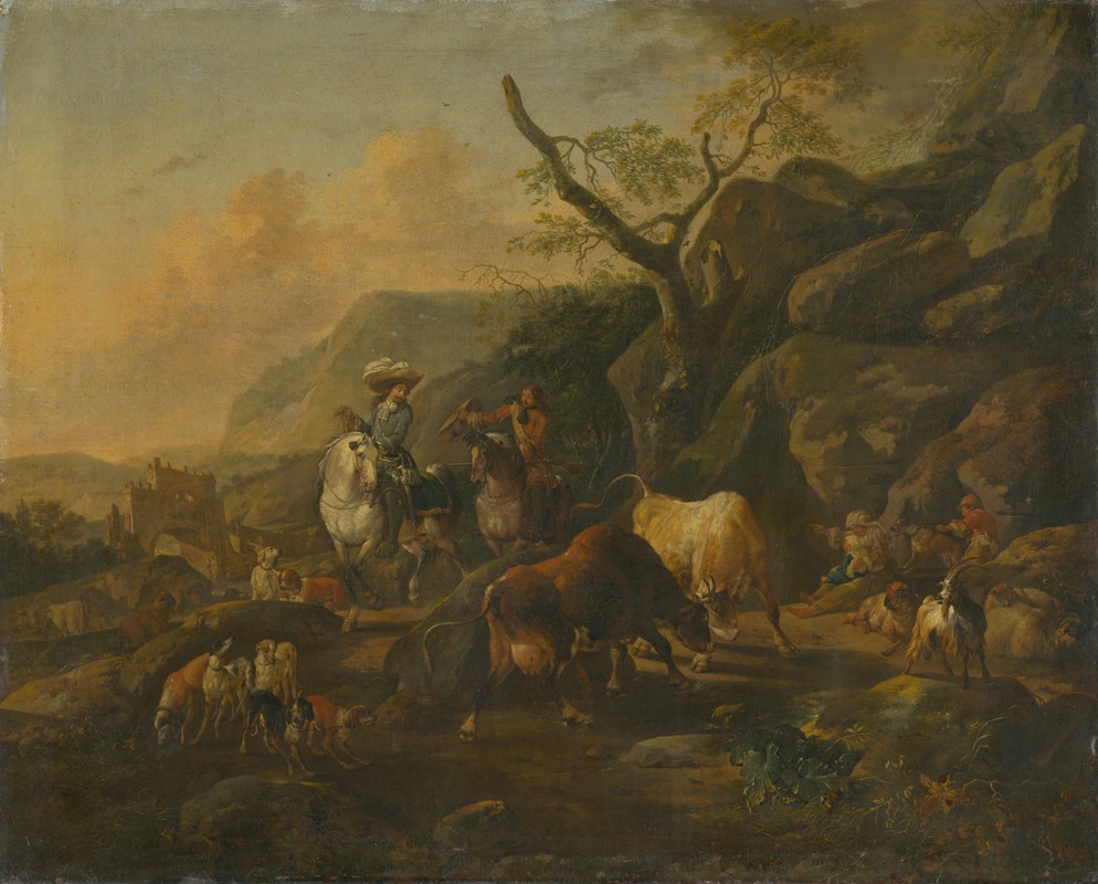 Johann Heinrich Roos - Landscape with Hunters