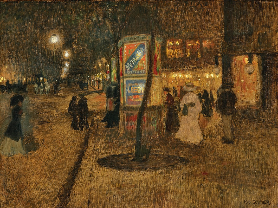 Rudolf Quittner - Paris, a nocturnal street scene