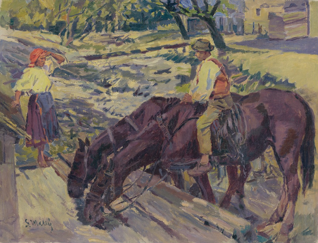 Gustáv Mallý - Watering Horses