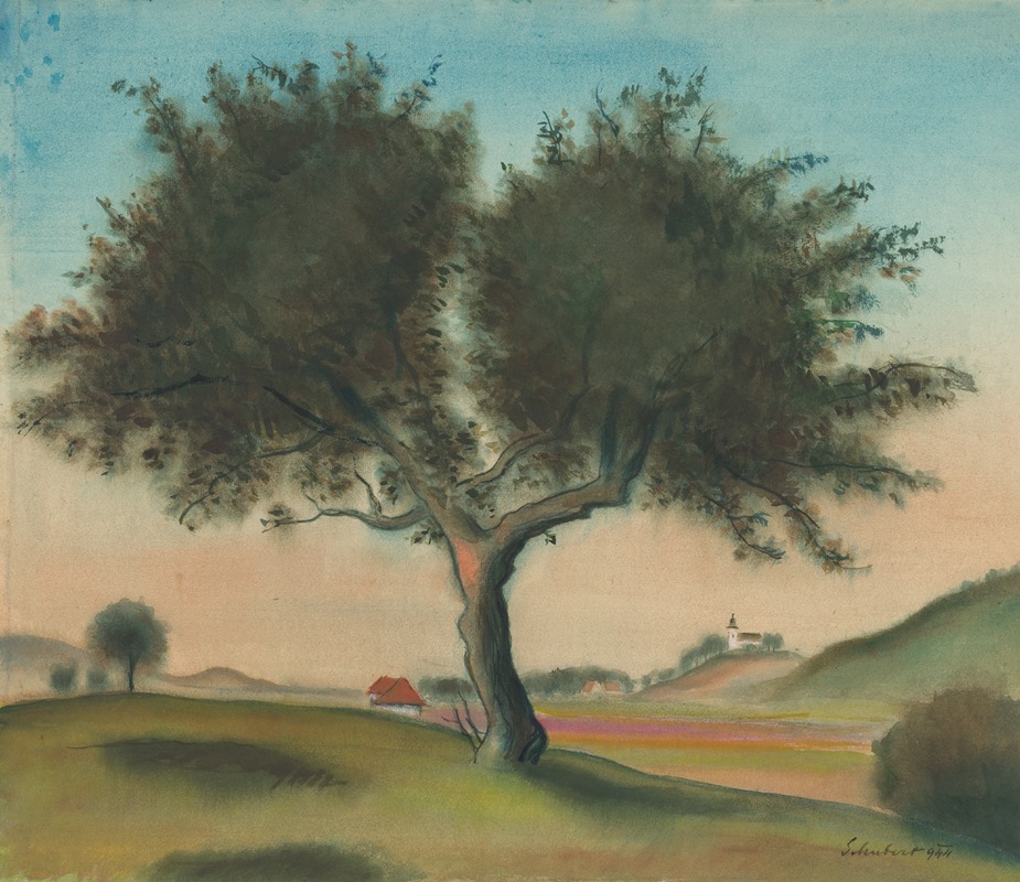 Július Schubert - Landscape with a Tree (From Lamač)