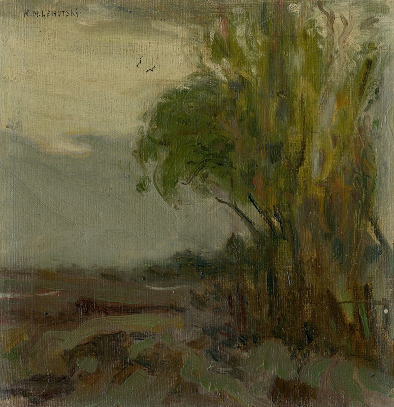 Karol Miloslav Lehotský - Sketch of a Landscape with a Tree in a Foreground