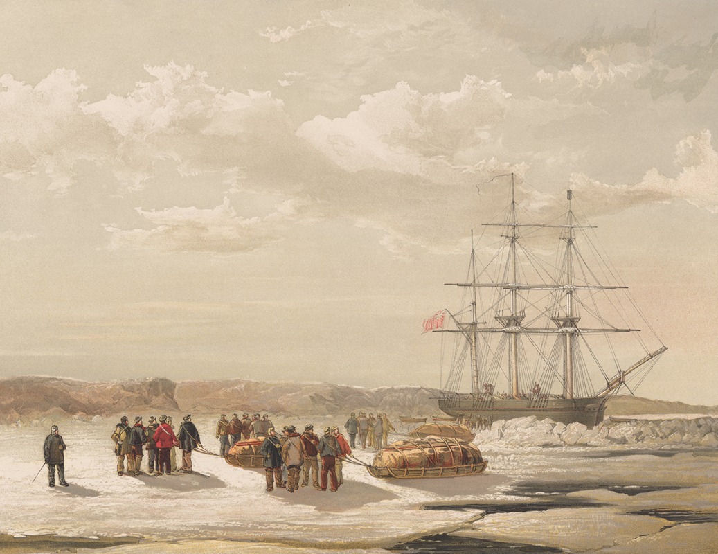Samuel Gurney Cresswell - Sledge-Party leaving H.M.S. Investigator, in Mercy Bay, under command of Lieutenant Gurney Cresswell, April 15, 1853