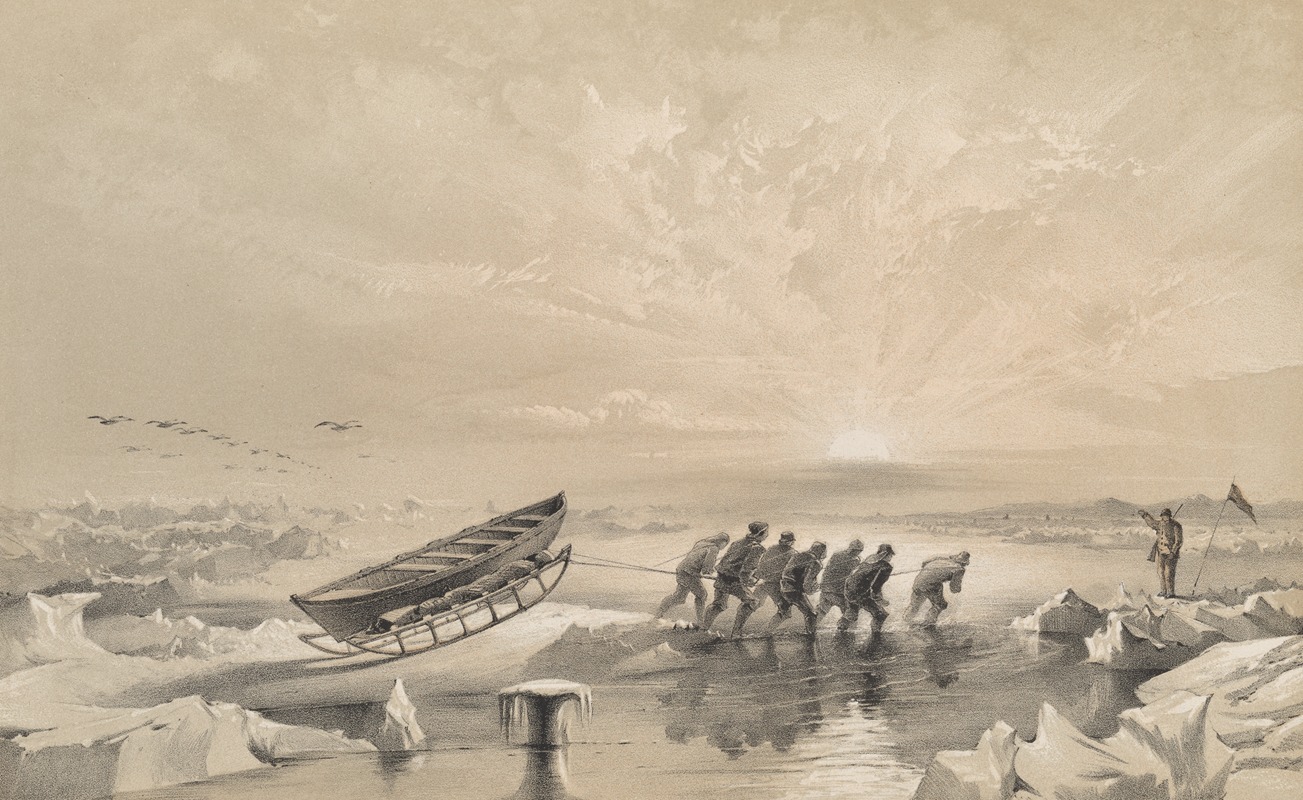 Walter William May - Sledge party returning through water during the month of July