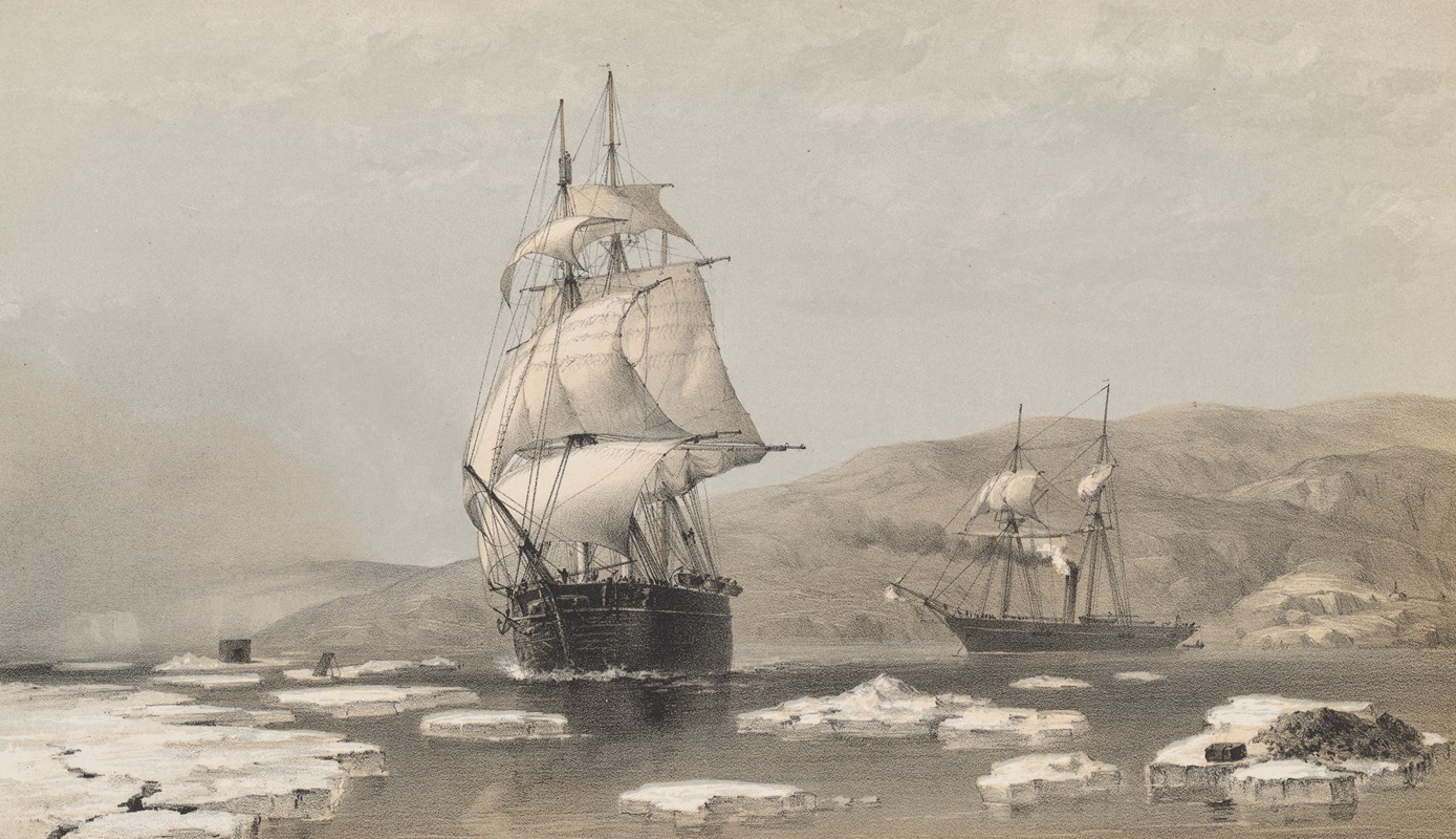 Walter William May - H.M.S. Assistance and Pioneer breaking out of Winter Quarters, 1854