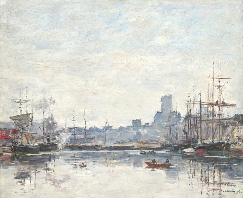 Eugène Boudin - Fécamp, Le Port par temps de brouillard