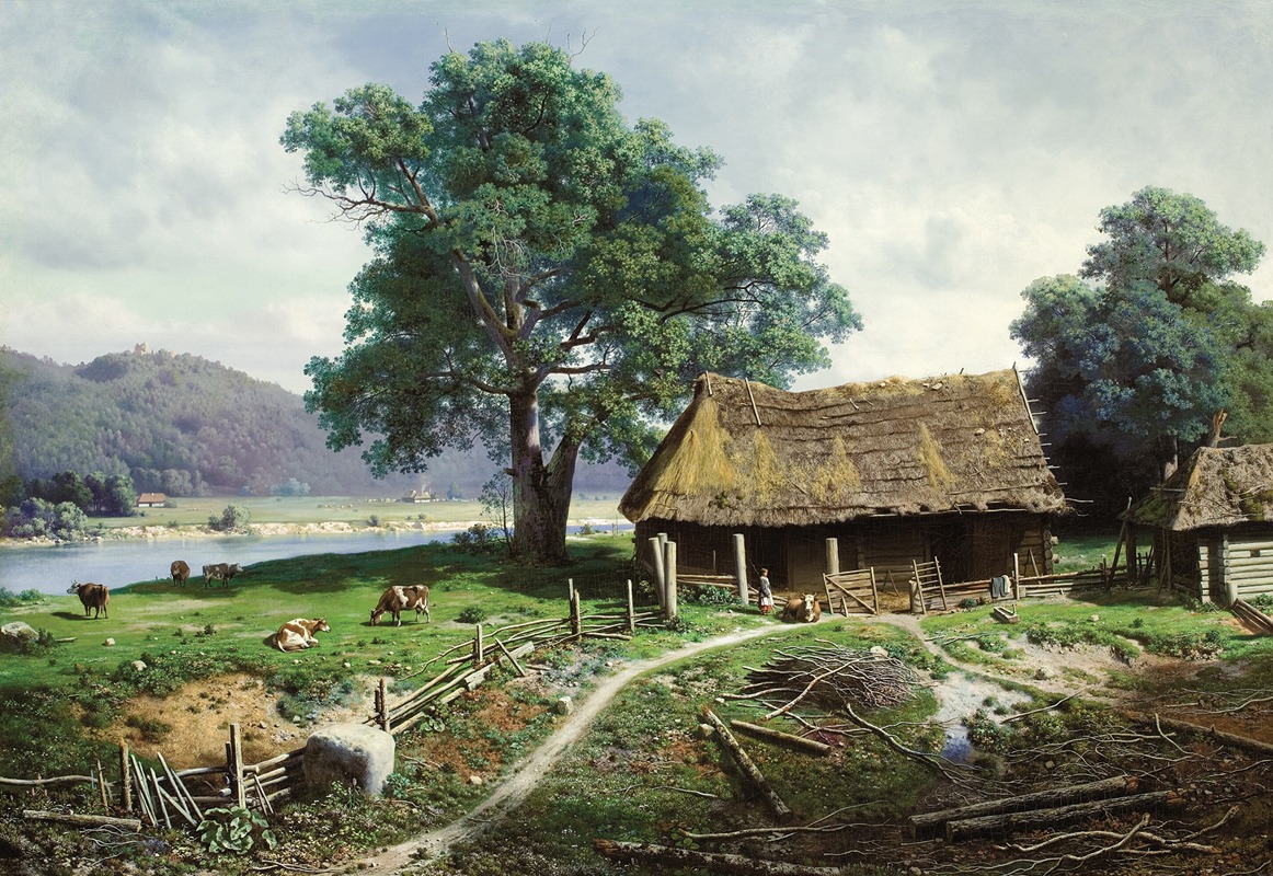 Mikhail Klodt - Riverside Farmstead