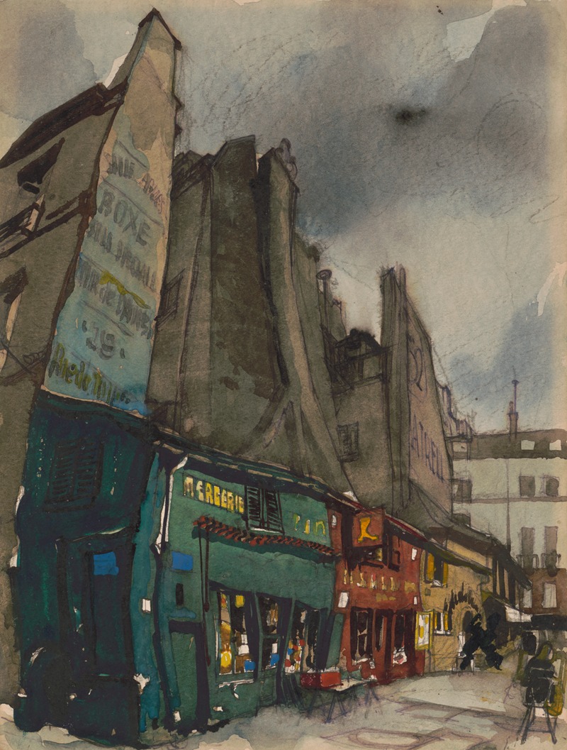 Victor Alfred Lundy - Place St. André des Arts, Paris between Rue Suger & Rue St. André des Arts