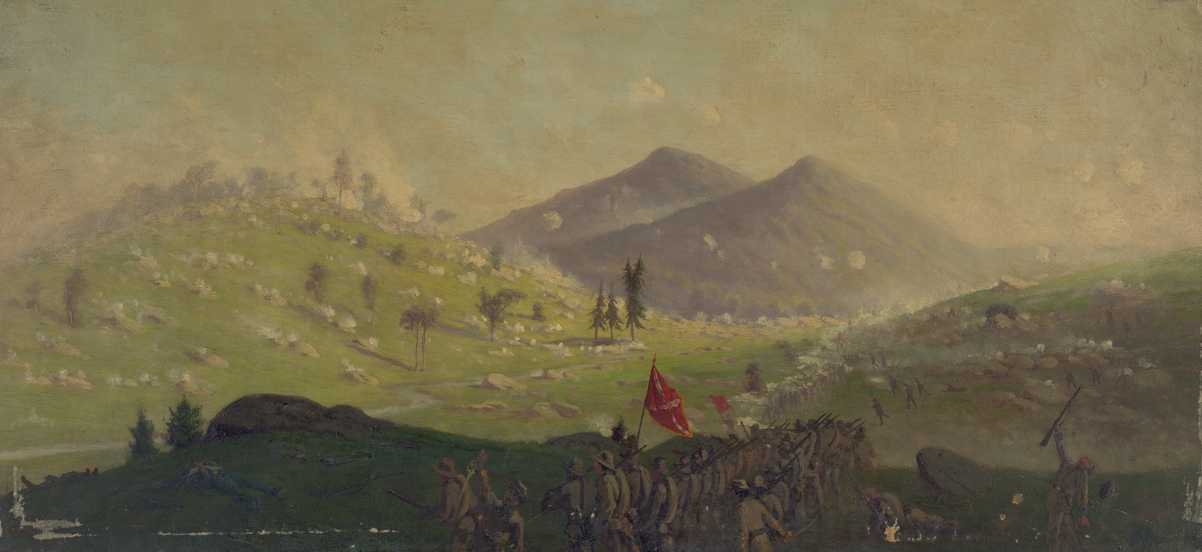 Edwin Forbes - Attack on Little Round Top held by the 5th Corps commanded by General Sykes