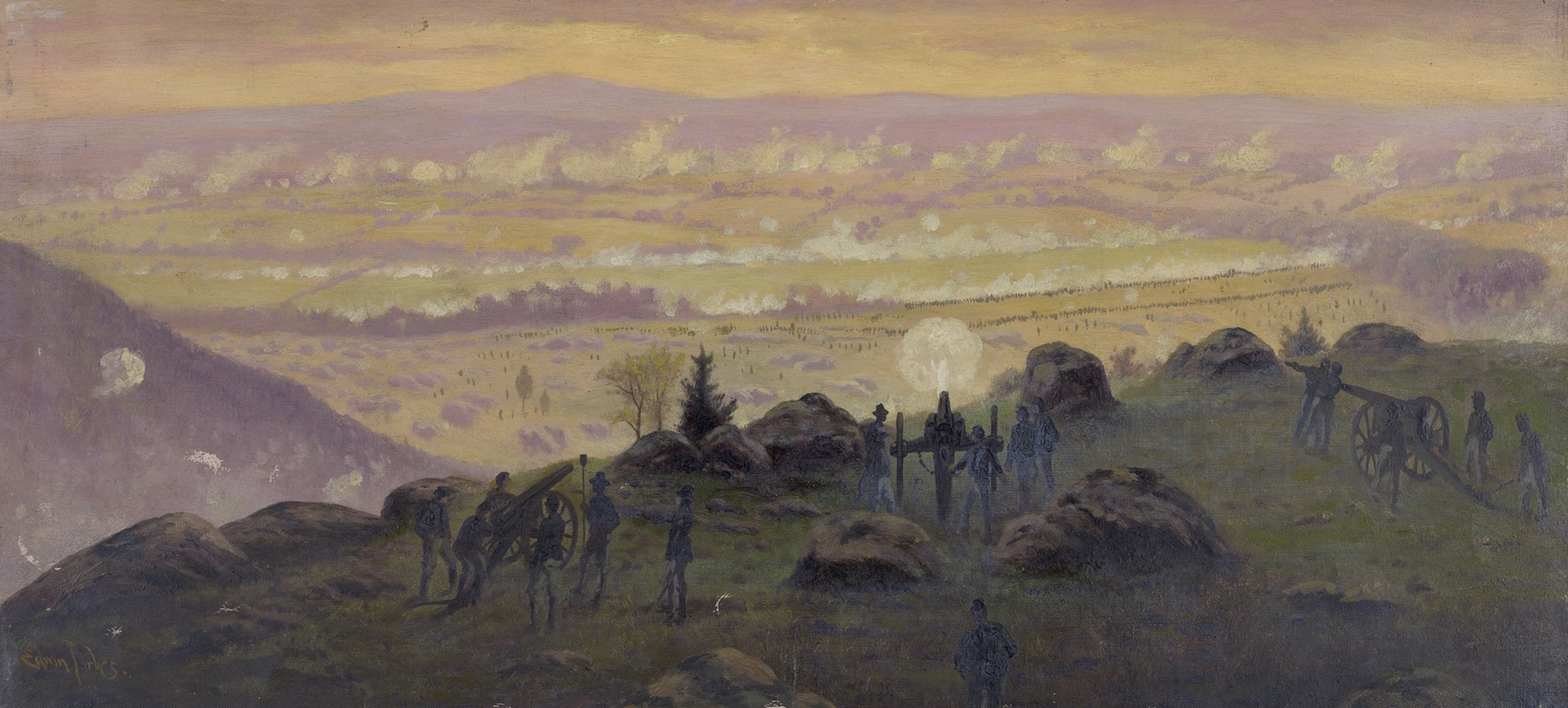 Edwin Forbes - View from the summit of Little Round Top at 7;30 P.M. July 3rd, 1863
