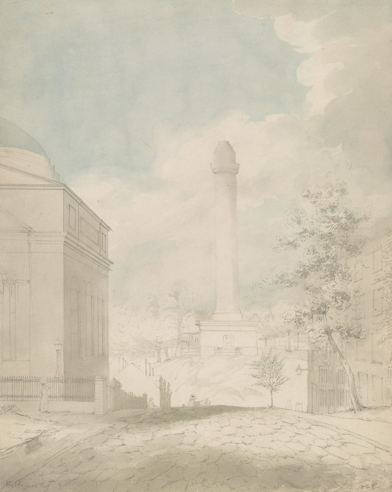 John Rubens Smith - Washington Monument looking north on Washington Place in Baltimore, Maryland