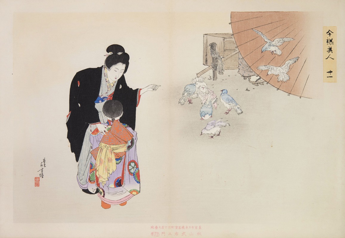 Toshikata Mizuno - Kyōiku imayō bijin fūzoku zen Pl.11