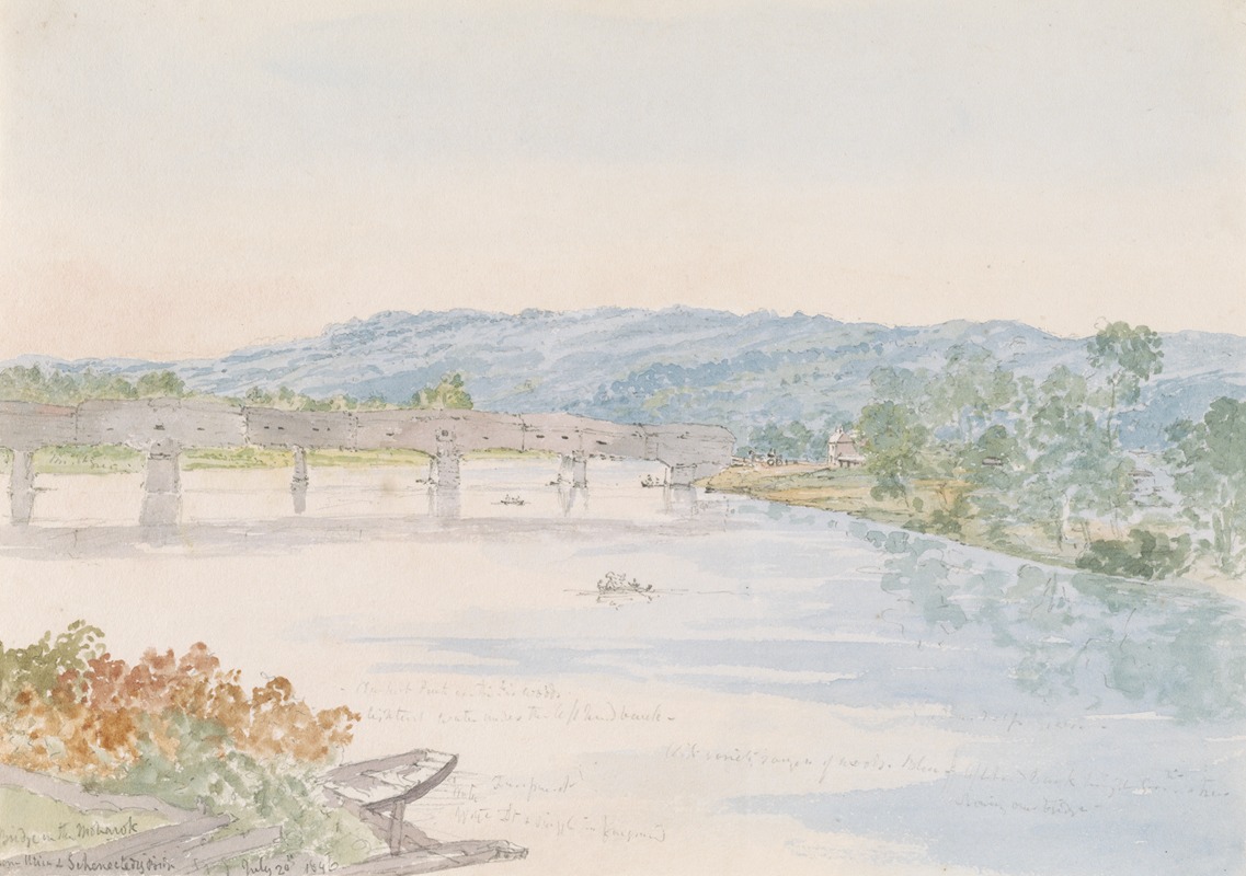 Michael Seymour - Wooden bridge on the Mohawk River, Schenectady U.S. July 20th 1846