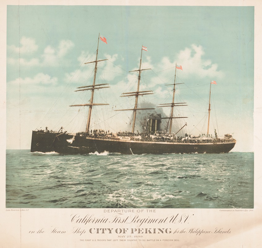 Britton & Rey - Departure of the California first regiment U.S.V. on the steam ship City of Peking for the Philippines Island