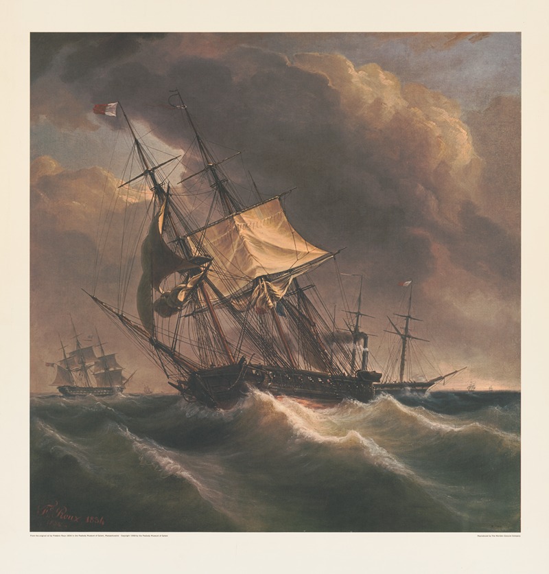 Frederic Roux - Sailing ship in storm