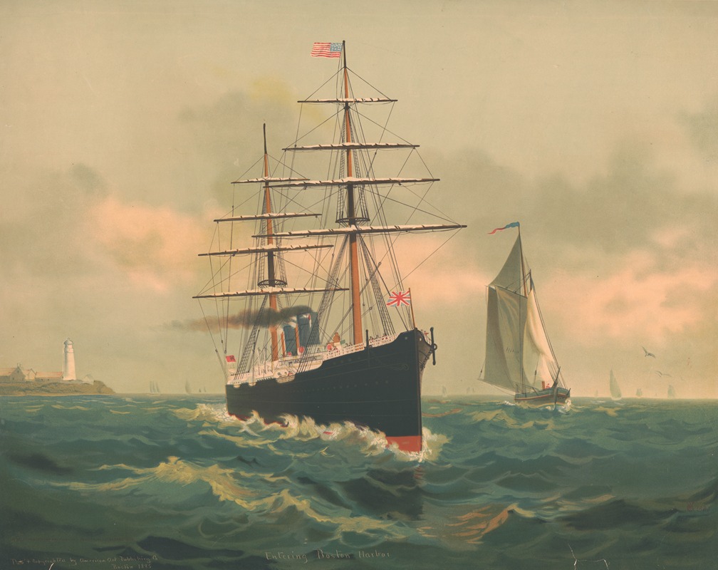 Schultz & Co. Lith. - Entering Boston Harbor