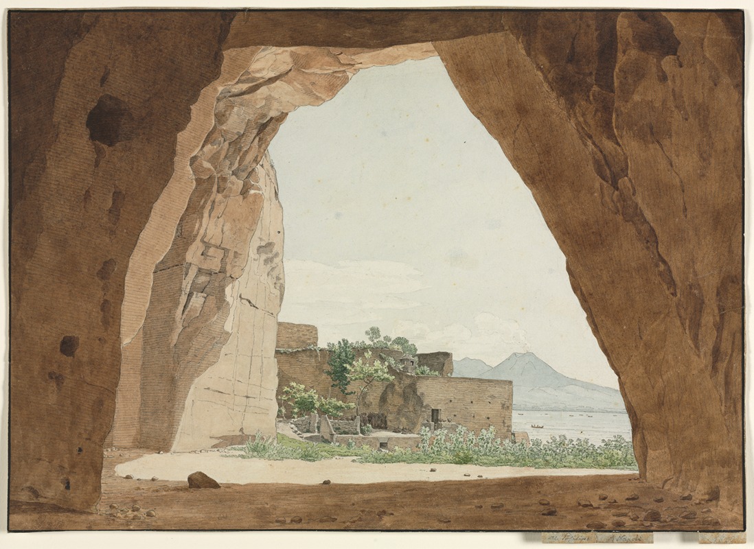 Adolf von Heydeck - Vesuvius and the Bay of Naples from a Cave